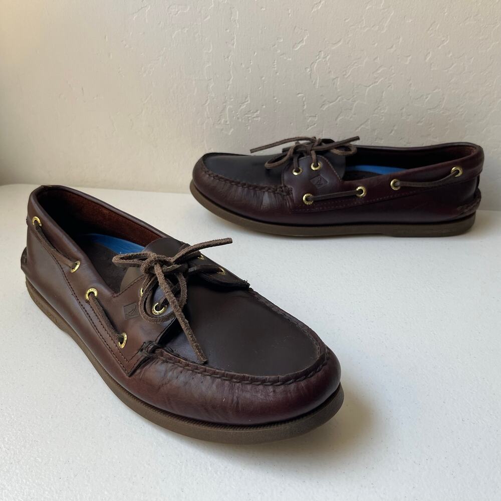 Sperry Top-Sider Leather Boat Shoes Size 10.5 Brown Preppy Old Money Heritage